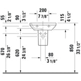 Duravit 0708450000 DuraStyle 17-3/4" Rectangular Ceramic Wall Mounted Bathroom Sink with 1 Faucet Hole