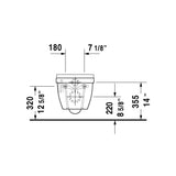 Duravit 2227090092 Starck 3 Dual Flush One-Piece Wall Mounted Compact Elongated Toilet in White Finish