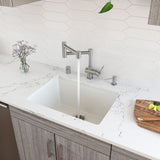 ALFI Brand AB2418UD 24" White Undermount / Drop-in Fireclay Kitchen Sink