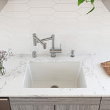 ALFI Brand AB2418UD 24" White Undermount / Drop-in Fireclay Kitchen Sink