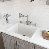 ALFI Brand AB2418UD 24" White Undermount / Drop-in Fireclay Kitchen Sink