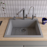 ALFI Brand AB2420DI-T Titanium 24" Drop-In Granite Composite Kitchen Sink