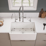 ALFI Brand ABF3018 30" White Thin Wall Single Bowl Smooth Apron Fireclay Kitchen Farm Sink