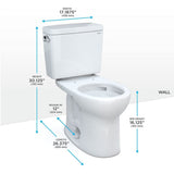 TOTO CST775CEFG#01 Drake Two-Piece Rounded Toilet with 1.28 GPF Tornado Flush, 12" Rough-in, Cotton White