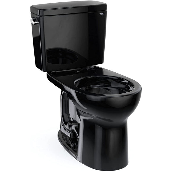 TOTO CST775CSF#51 Drake Two-Piece Black Rounded Toilet with 1.6 GPF Tornado Flush, Ebony Finish