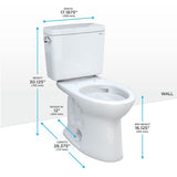 TOTO CST776CEFG#01 Drake Two-Piece Elongated Toilet with 1.28 GPF Tornado Flush, 12" Rough-in, Cotton White