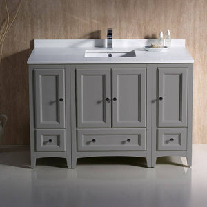 Fresca FCB20-122412GR-CWH-U Oxford 48" Gray Traditional Bathroom Cabinets with Top & Sink