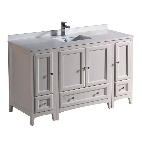 Fresca FCB20-123012AW-CWH-U Oxford 54" Antique White Traditional Bathroom Cabinets with Top & Sink