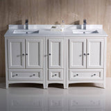 Fresca FCB20-241224AW-CWH-U Oxford 60" Antique White Traditional Double Sink Bathroom Cabinets with Top & Sinks