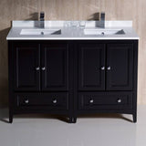 Fresca FCB20-2424ES-CWH-U Oxford 48" Espresso Traditional Double Sink Bathroom Cabinets with Top & Sinks