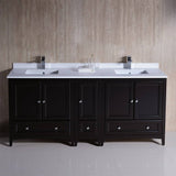 Fresca FCB20-301230ES-CWH-U Oxford 72" Espresso Traditional Double Sink Bathroom Cabinets with Top & Sinks