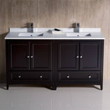 Fresca FCB20-3030ES-CWH-U Oxford 60" Espresso Traditional Double Sink Bathroom Cabinets with Top & Sinks