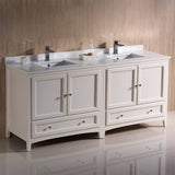 Fresca FCB20-3636AW-CWH-U Oxford 72" Antique White Traditional Double Sink Bathroom Cabinets with Top & Sinks