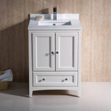 Fresca FCB2024AW-CWH-U Oxford 24" Antique White Traditional Bathroom Cabinet with Top & Sink