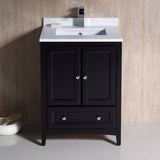 Fresca FCB2024ES-CWH-U Oxford 24" Espresso Traditional Bathroom Cabinet with Top & Sink