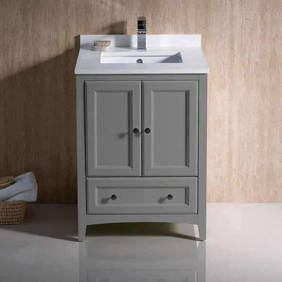 Fresca FCB2024GR-CWH-U Oxford 24" Gray Traditional Bathroom Cabinet with Top & Sink