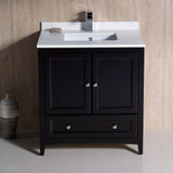 Fresca FCB2030ES-CWH-U Oxford 30" Espresso Traditional Bathroom Cabinet with Top & Sink