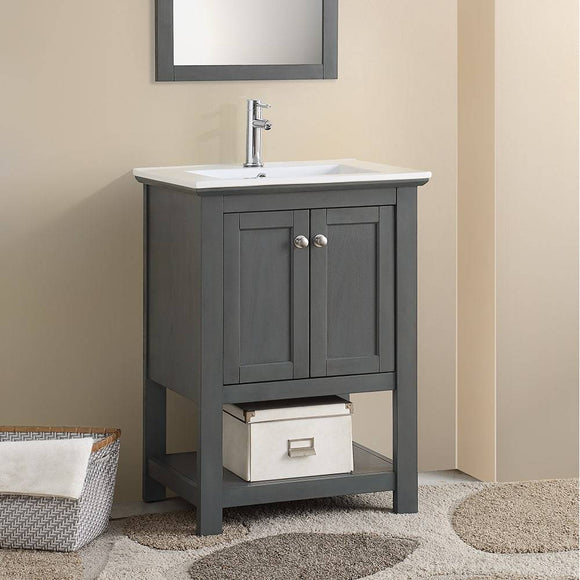 Fresca FCB2304VG-I Manchester Regal 24" Gray Wood Veneer Traditional Bathroom Vanity