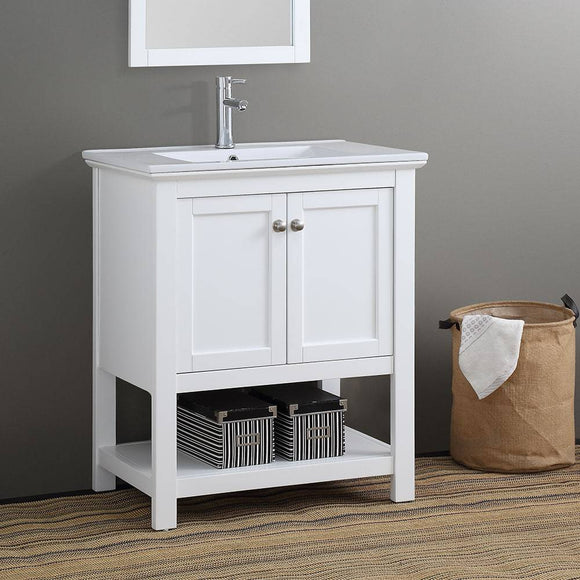 Fresca FCB2305WH-I Manchester 30" White Traditional Bathroom Vanity