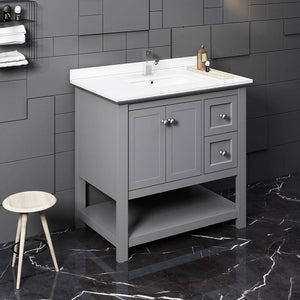 Fresca FCB2336GR-CWH-U Manchester 36" Gray Traditional Bathroom Cabinet with Top & Sink