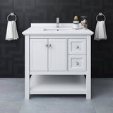 Fresca FCB2336WH-CWH-U Manchester 36" White Traditional Bathroom Cabinet with Top & Sink