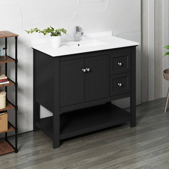 Fresca FCB2340BL-CWH-U Manchester 42" Black Traditional Bathroom Cabinet with Top & Sink