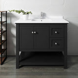 Fresca FCB2340BL-CWH-U Manchester 42" Black Traditional Bathroom Cabinet with Top & Sink