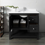 Fresca FCB2340BL-CWH-U Manchester 42" Black Traditional Bathroom Cabinet with Top & Sink