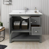 Fresca FCB2340VG-CWH-U Manchester Regal 42" Gray Wood Veneer Traditional Bathroom Cabinet with Top & Sink