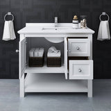 Fresca FCB2340WH-CWH-U Manchester 42" White Traditional Bathroom Cabinet with Top & Sink