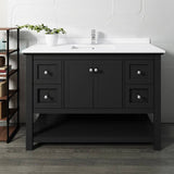 Fresca FCB2348BL-CWH-U Manchester 48" Black Traditional Bathroom Cabinet with Top & Sink