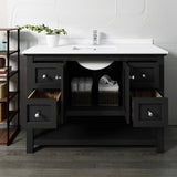 Fresca FCB2348BL-CWH-U Manchester 48" Black Traditional Bathroom Cabinet with Top & Sink