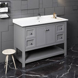 Fresca FCB2348GR-CWH-U Manchester 48" Gray Traditional Bathroom Cabinet with Top & Sink