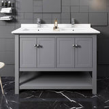 Fresca FCB2348GR-D-CWH-U Manchester 48" Gray Traditional Double Sink Bathroom Cabinet with Top & Sinks