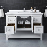 Fresca FCB2348WH-CWH-U Manchester 48" White Traditional Bathroom Cabinet with Top & Sink