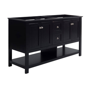 Fresca FCB2360BL-D Manchester 60" Black Traditional Double Sink Bathroom Cabinet