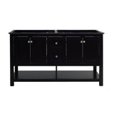 Fresca FCB2360BL-D Manchester 60" Black Traditional Double Sink Bathroom Cabinet