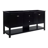 Fresca FCB2372BL-D Manchester 72" Black Traditional Double Sink Bathroom Cabinet