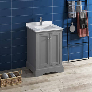 Fresca FCB2424GRV-CWH-U Windsor 24" Gray Textured Traditional Bathroom Cabinet with Top & Sink