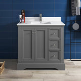 Fresca FCB2436GRV-CWH-U Windsor 36" Gray Textured Traditional Bathroom Cabinet with Top & Sink