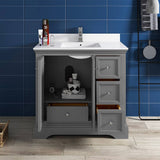 Fresca FCB2436GRV-CWH-U Windsor 36" Gray Textured Traditional Bathroom Cabinet with Top & Sink