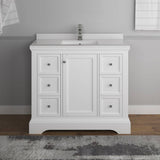 Fresca FCB2440WHM-CWH-U Windsor 40" Matte White Traditional Bathroom Cabinet with Top & Sink