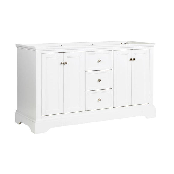 Fresca FCB2460WHM Windsor 60" Matte White Traditional Double Sink Bathroom Cabinet