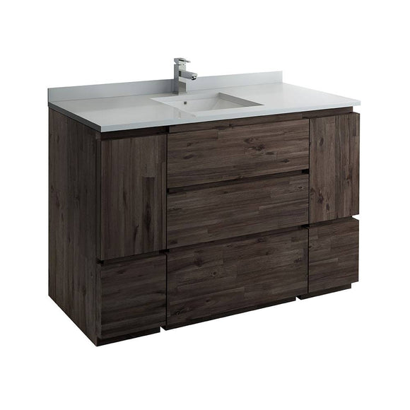 Fresca FCB31-123012ACA-FC-CWH-U Formosa 54" Floor Standing Modern Bathroom Cabinet with Top & Sink in Acacia