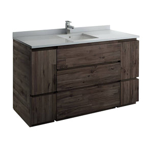 Fresca FCB31-123612ACA-FC-CWH-U Formosa 60" Floor Standing Single Sink Modern Bathroom Cabinet with Top & Sink in Acacia