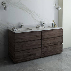 Fresca FCB31-3636ACA-FC Formosa 72" Floor Standing Double Sink Modern Bathroom Cabinet in Acacia