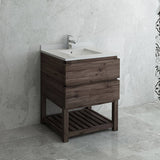 Fresca FCB3130ACA-FS-CWH-U Formosa 30" Floor Standing Open Bottom Modern Bathroom Cabinet with Top & Sink in Acacia