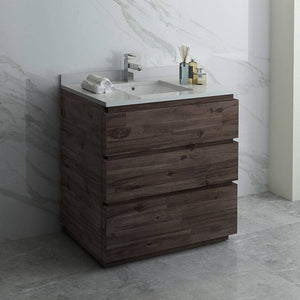 Fresca FCB3136ACA-FC-CWH-U Formosa 36" Floor Standing Modern Bathroom Cabinet with Top & Sink in Acacia