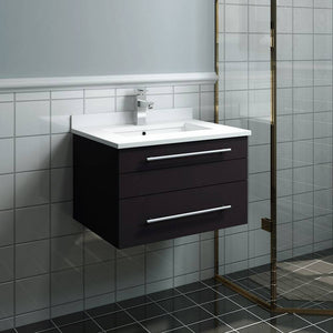 Fresca FCB6124ES-UNS-CWH-U Lucera 24" Espresso Wall Hung Modern Bathroom Cabinet with Top & Undermount Sink