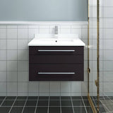 Fresca FCB6124ES-UNS-CWH-U Lucera 24" Espresso Wall Hung Modern Bathroom Cabinet with Top & Undermount Sink